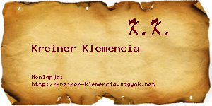 Kreiner Klemencia névjegykártya